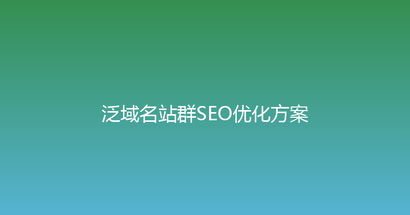 泛域名站群SEO优化方案 封面图