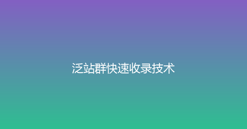 泛站群快速收录技术 封面图