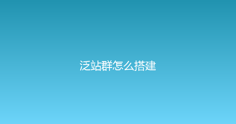 泛站群怎么搭建 封面图