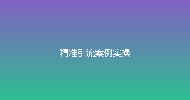 精准引流案例实操 封面图